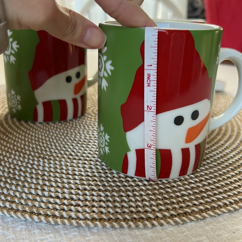 NWT Crate&Barrel set of three 12 oz. snowman mug / coffee cups RARE